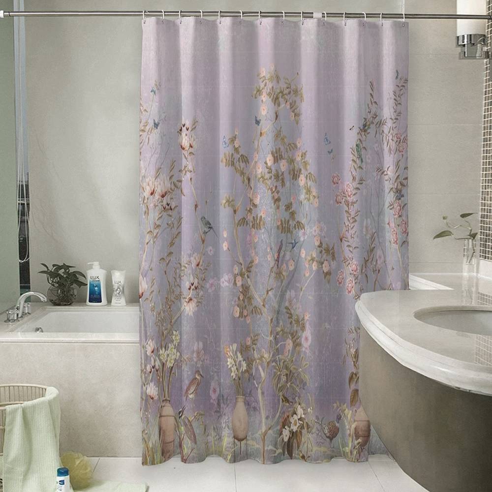 3D штора в ванную комнату «Изысканный сад» вид 6