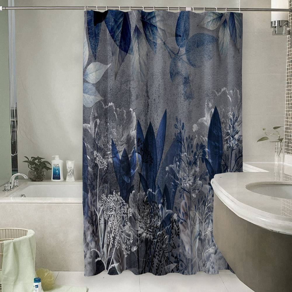 3D занавеска в ванную комнату «Вечер цвета индиго» вид 6