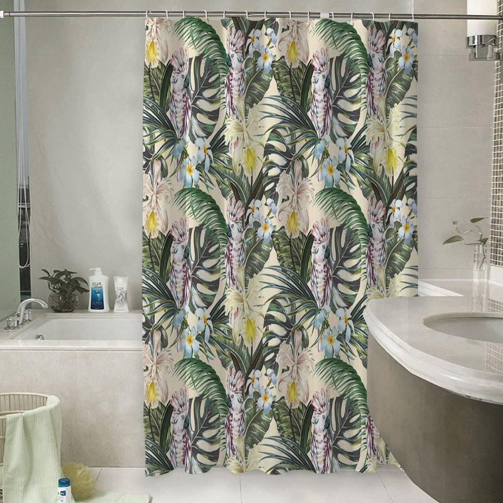 Штора для ванной «Какаду в цветущих тропиках» вид 6