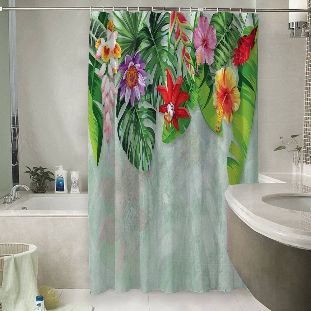 3D шторка для ванной «Тропическая роща» вид 6