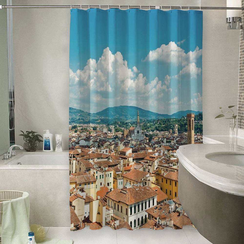 3D штора для ванной «Крыши домов Италии» вид 6