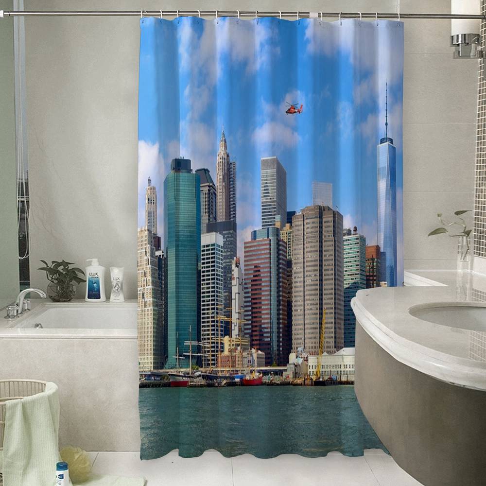 3D шторка для ванной «Набережная Нью-Йорка» вид 6