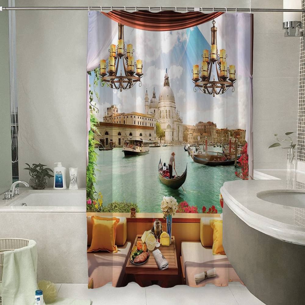 3D штора в ванную «Вид с веранды на канал» вид 6