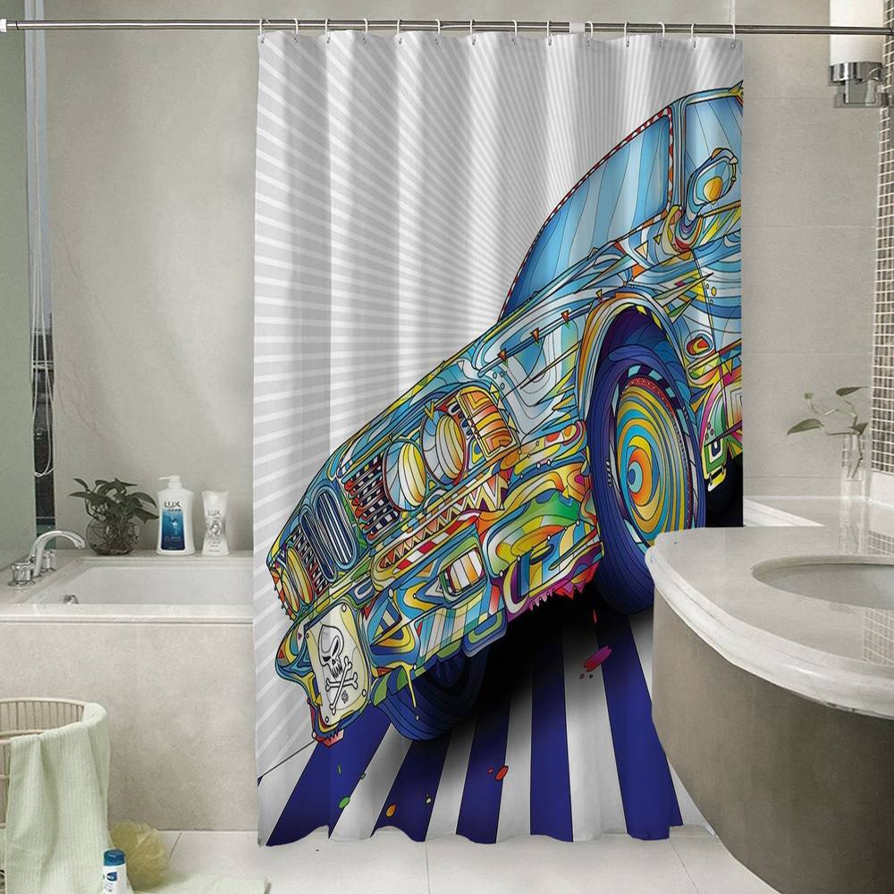 3D штора для ванной «Красочный бумер» вид 6