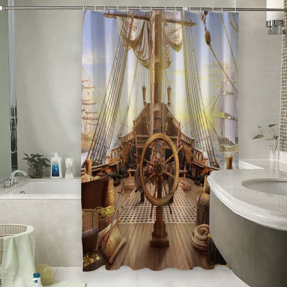 3D шторка для ванны «Пиратский корабль» вид 6