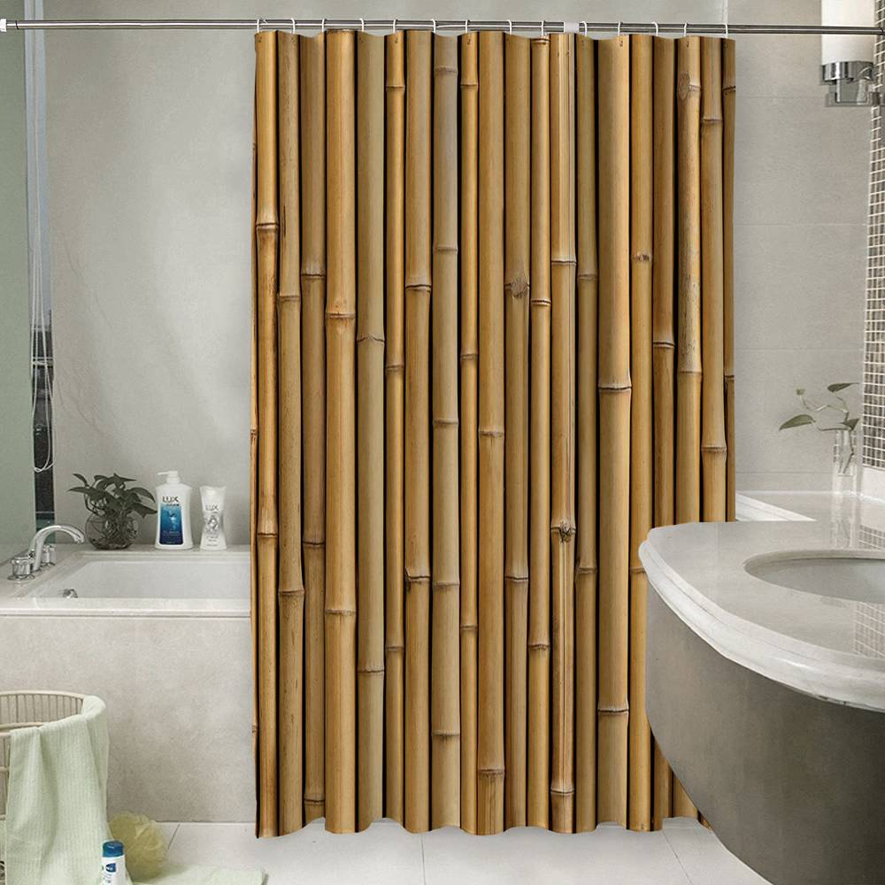 3D шторка для ванной «Бамбуковая стена» вид 6