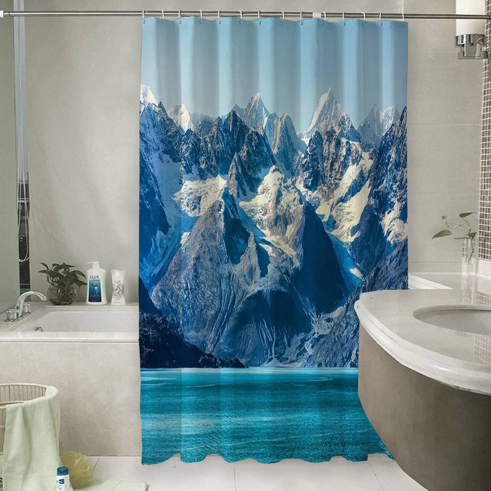 3D штора для ванны «Горы с заснеженными вершинами» вид 6