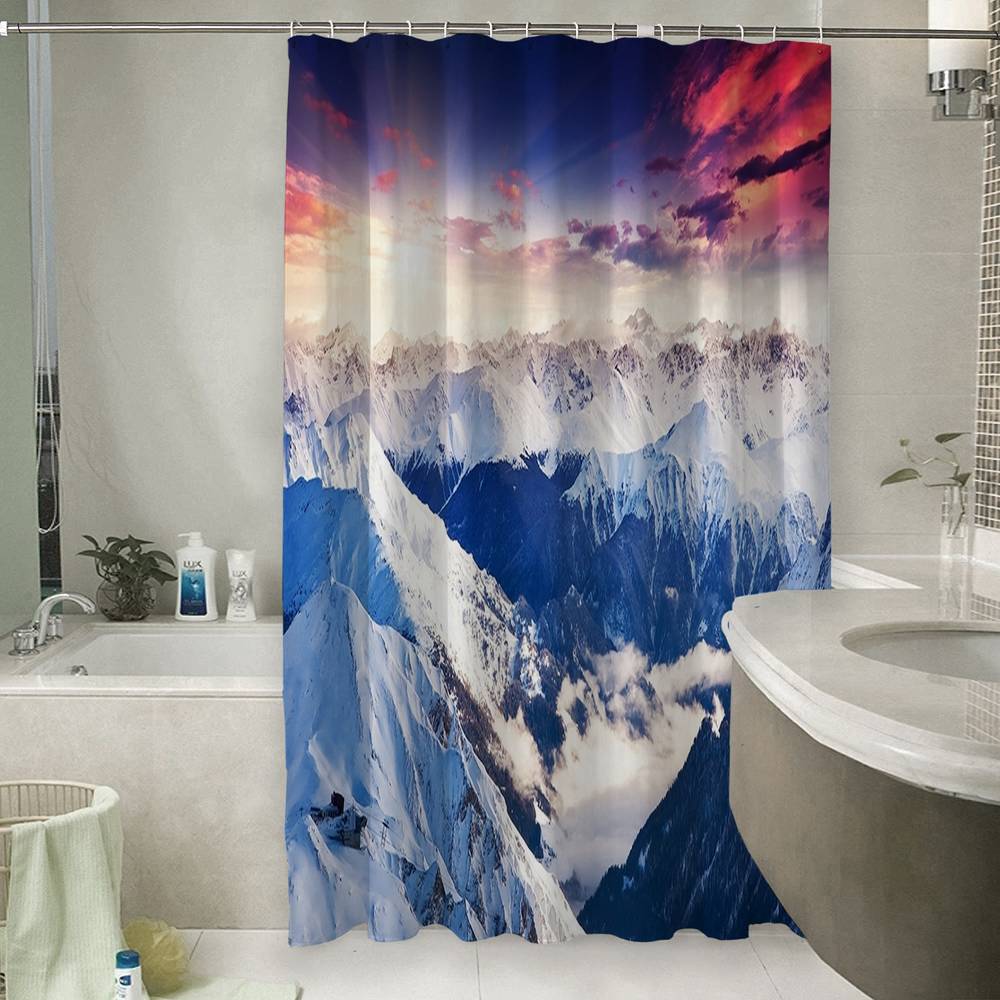 3D шторка для ванны «Рассвет в горах» вид 6
