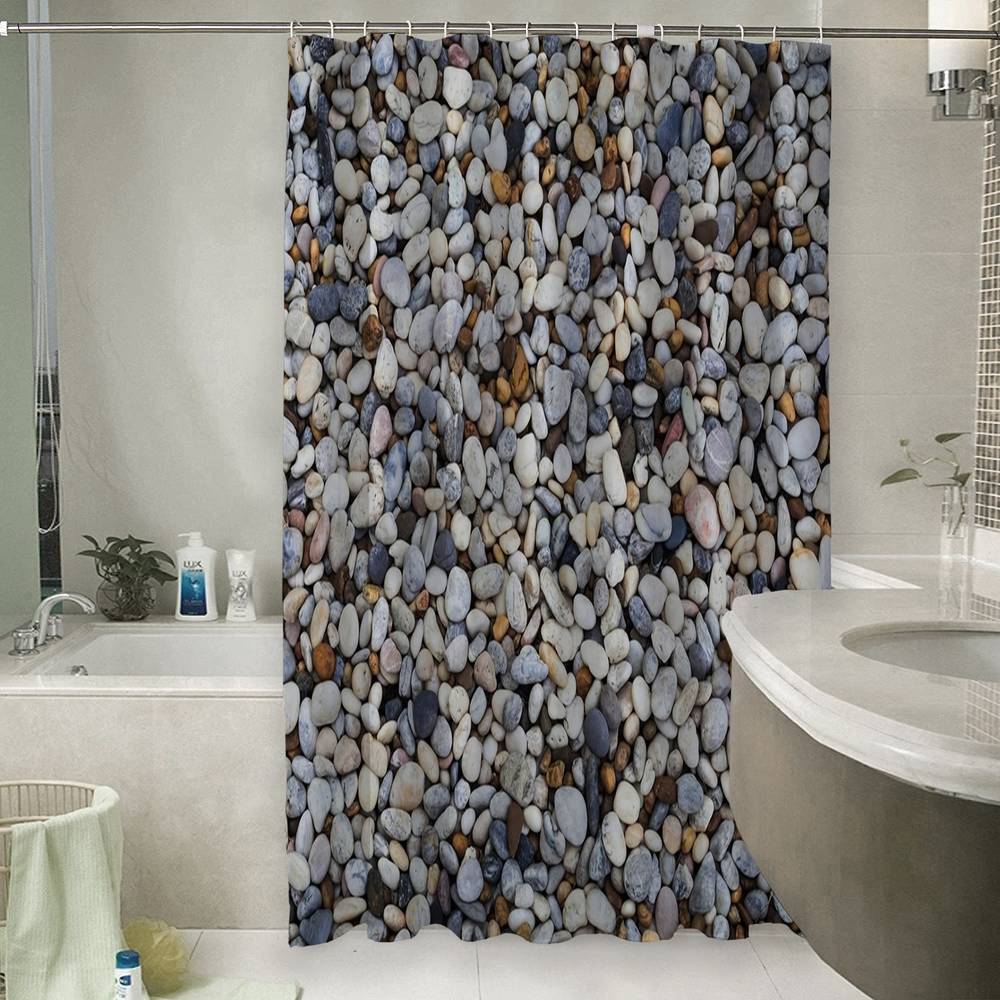 3D штора для ванной «Прибрежные камни» вид 6
