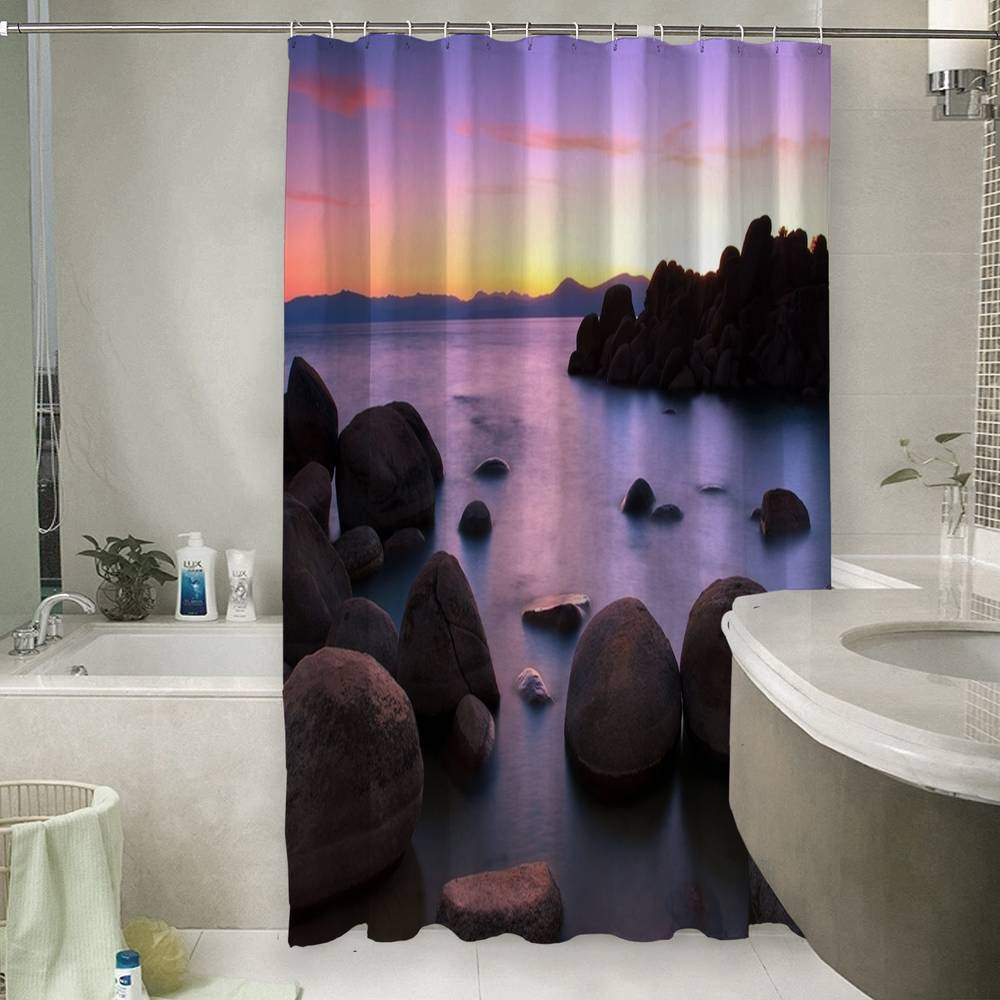 3D штора для ванны «Камни на закате» вид 6