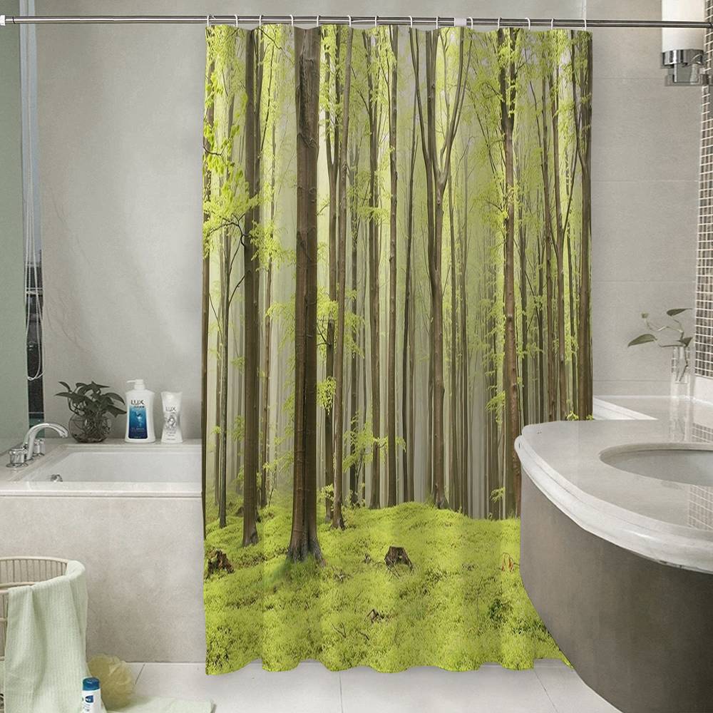 3D занавеска для ванной «Зеленый лес» вид 6