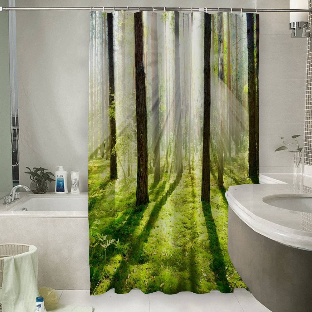 3D штора для ванной «Солнечный лес» вид 6
