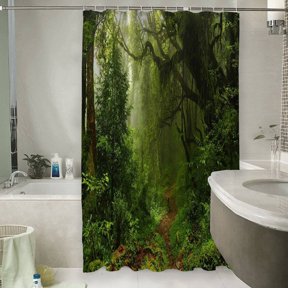 3D штора для ванны «Тропический лес» вид 6