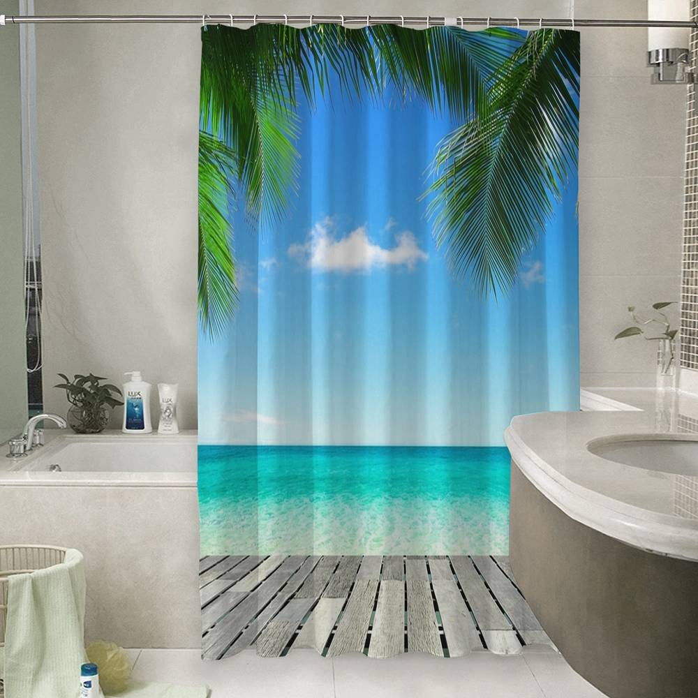 3D занавеска для ванной «Терраса у моря» вид 6