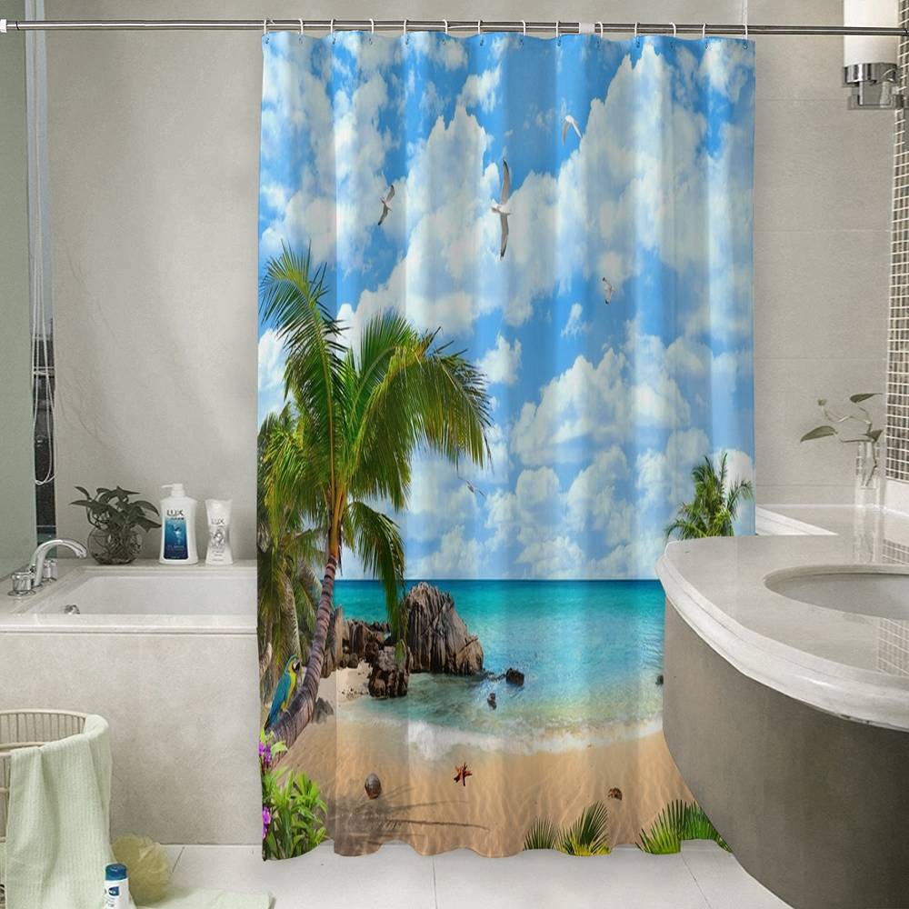 3D штора для ванны «Райское место» вид 6