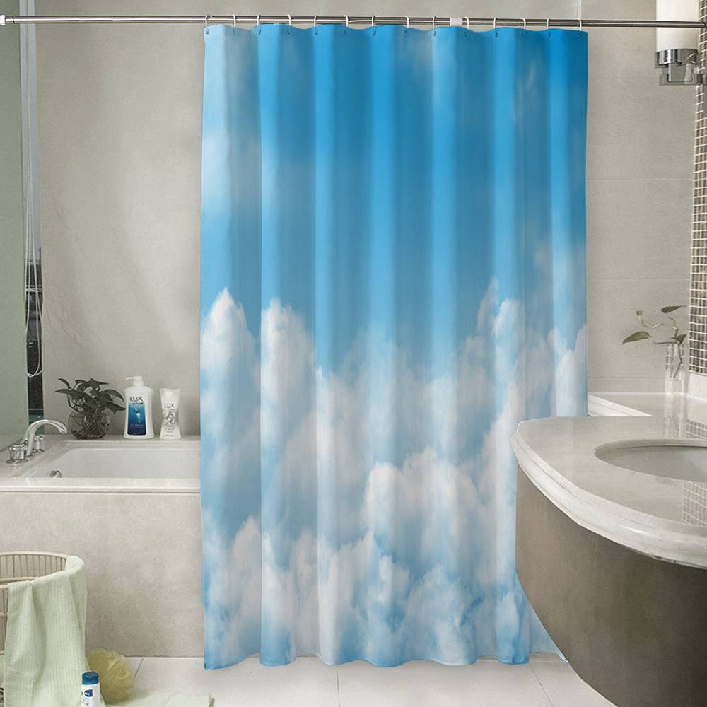 3D шторка для ванной «Пористые облака» вид 6