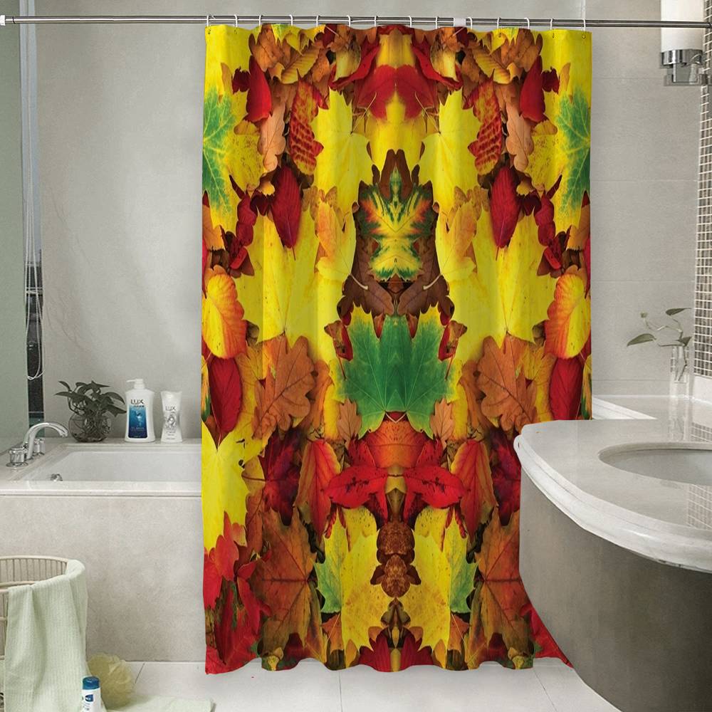 3D фотоштора для ванной «Разноцветная листва» вид 6