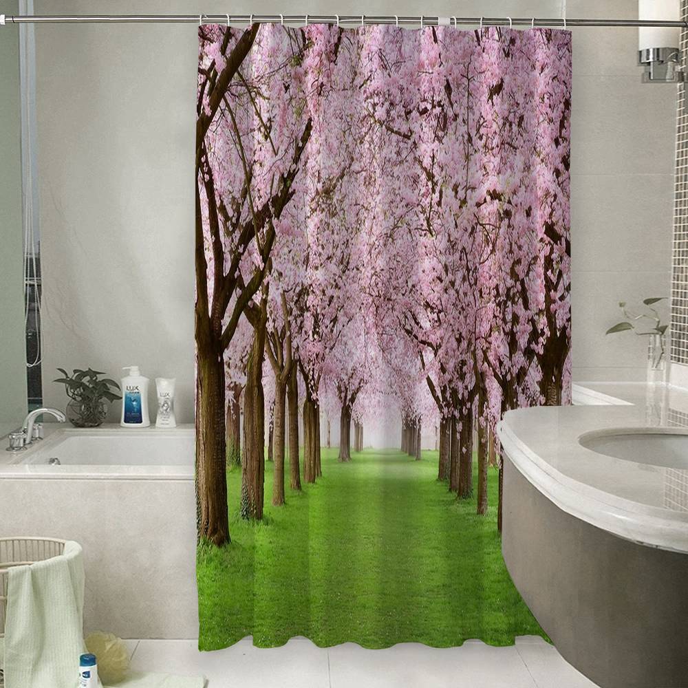 3D занавеска для ванны «Роща сакуры» вид 6