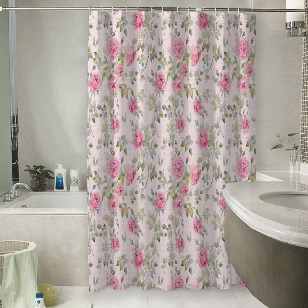 3D штора в ванную «Винтажный узор с розами» вид 6