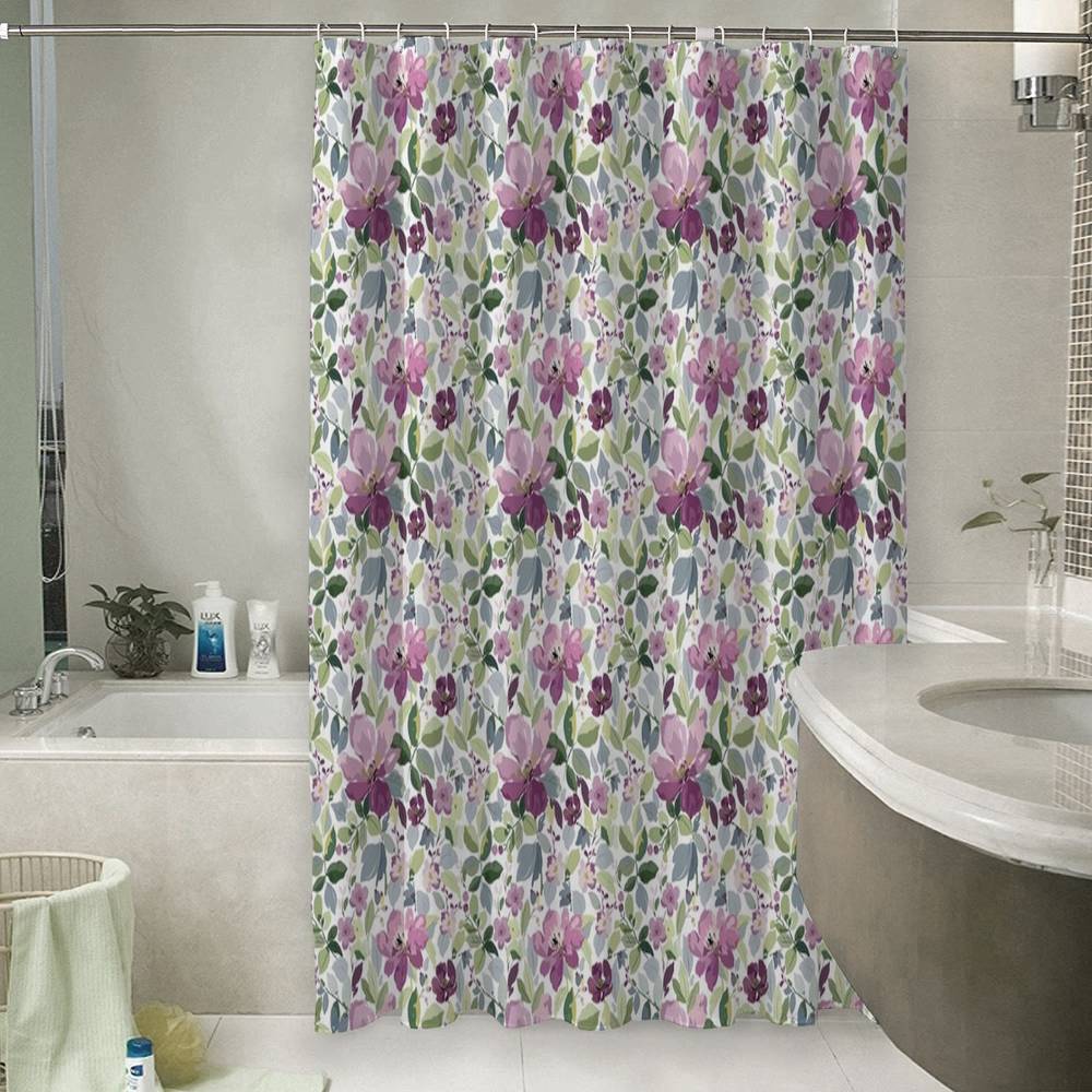 3D занавеска для ванны «Узор с цветами» вид 6