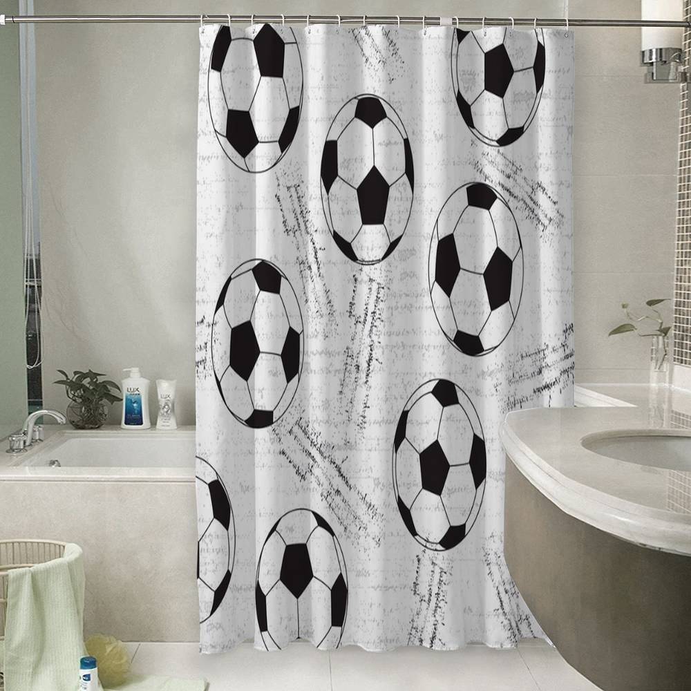 3D штора для ванны «Узор из футбольных мячей» вид 6
