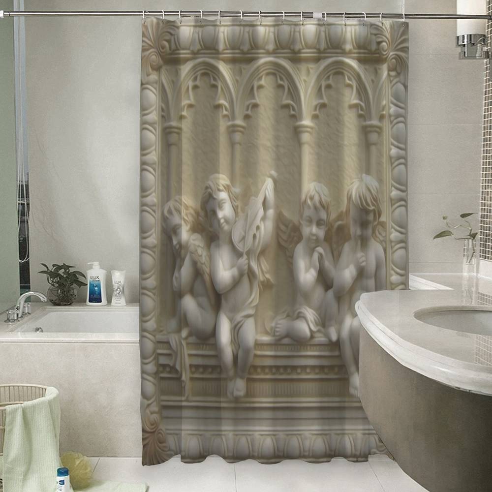 3D занавеска для ванной «Ангелочки» вид 6
