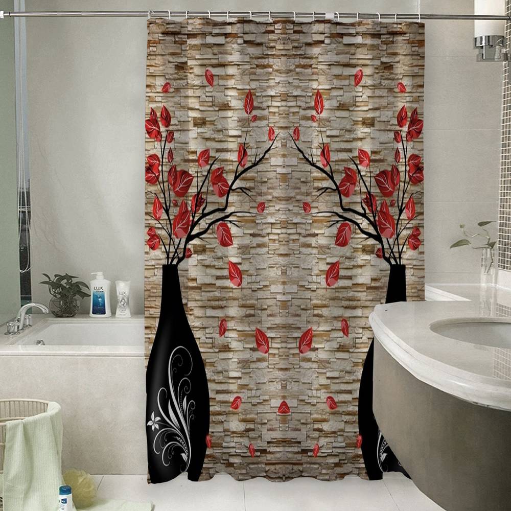 3D шторка для ванны «Вазы на декоративном камне» вид 6