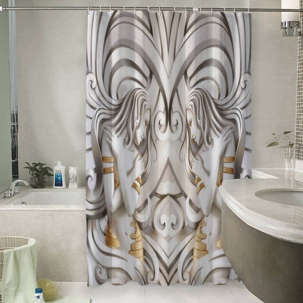 3D шторка для ванной «Стеснительные красавицы» вид 6