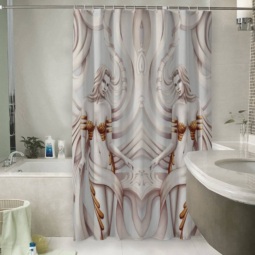 3D штора в ванную «Барельеф с сиренами» вид 6