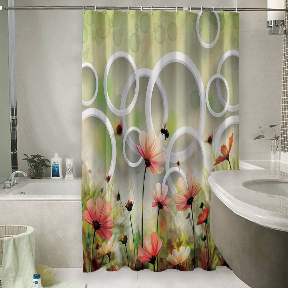 3D занавеска в ванную комнату «Полевые цветы» вид 6