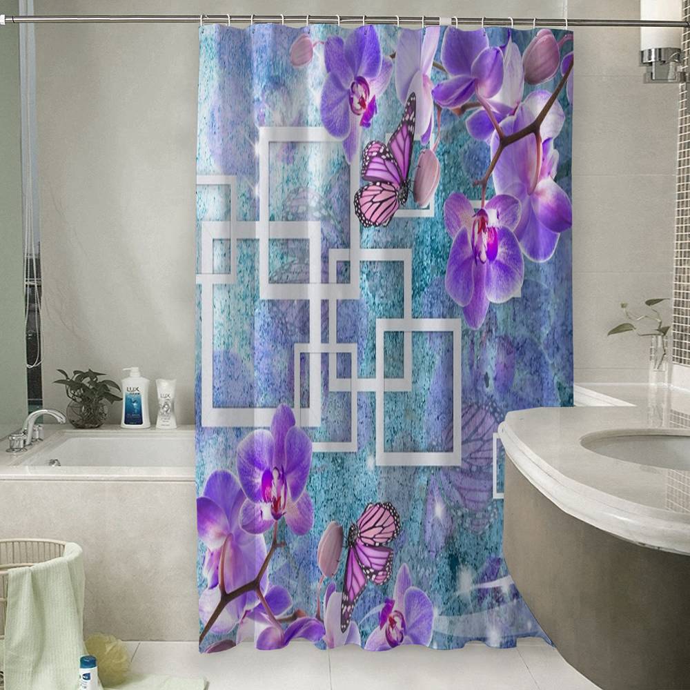 3D фотоштора для ванной «Современная композиция с орхидеями» вид 6