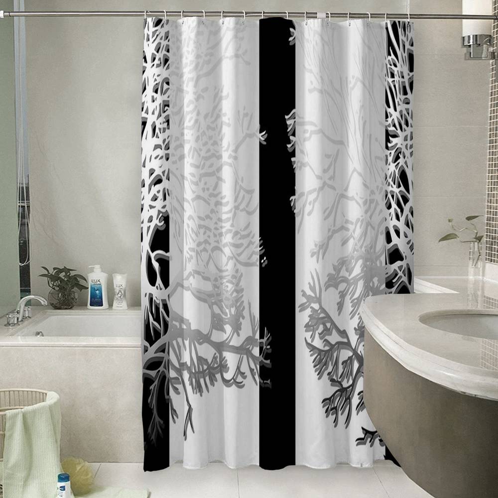 3D штора для ванной «Силуэты деревьев» вид 6