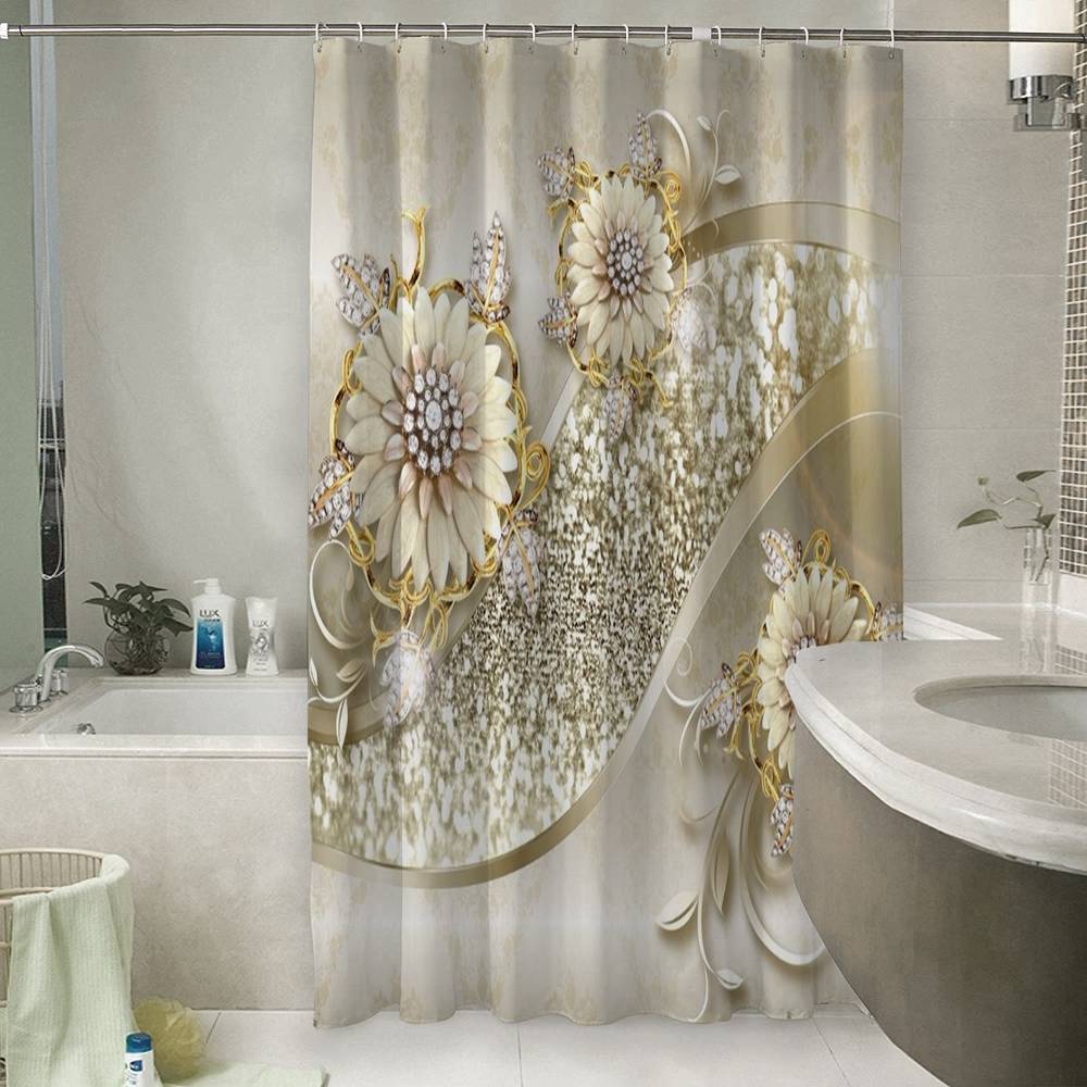 3D занавеска в ванную комнату «Драгоценная композиция» вид 6