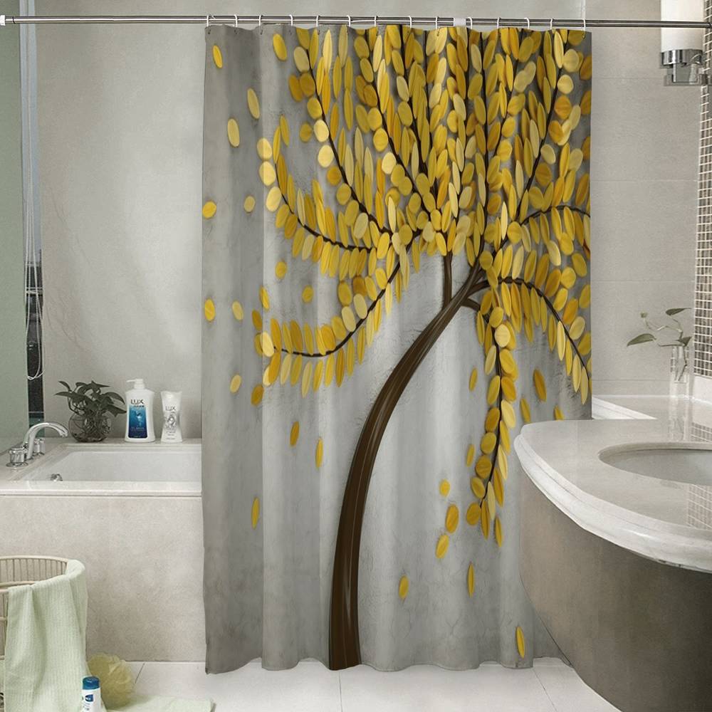 3D фотоштора для ванной «Осеннее дерево» вид 6