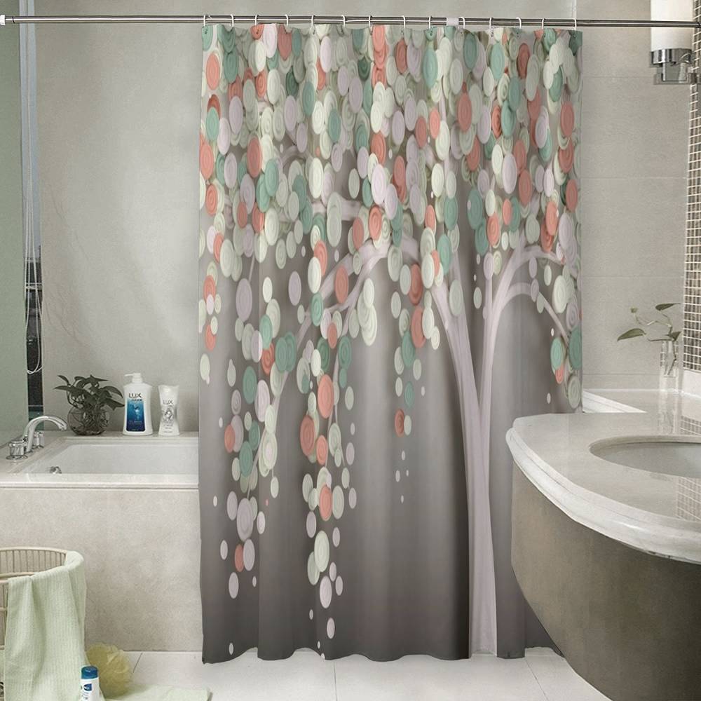 3D штора в ванную «Радужное дерево» вид 6