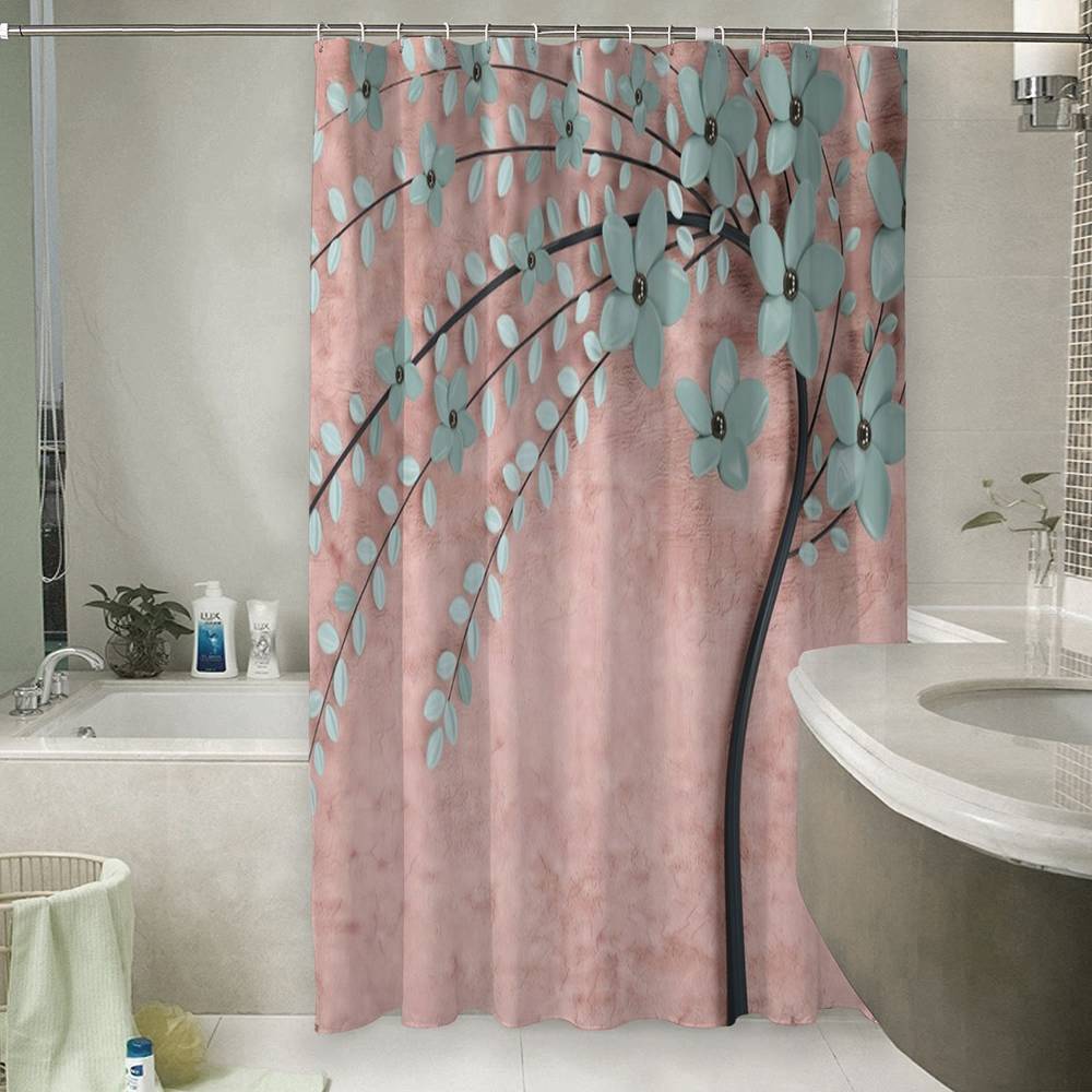 3D занавеска для ванной «Цветущее дерево» вид 6