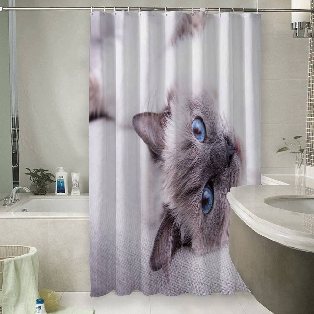 Штора для ванной «Голубоглазая кошка» вид 6