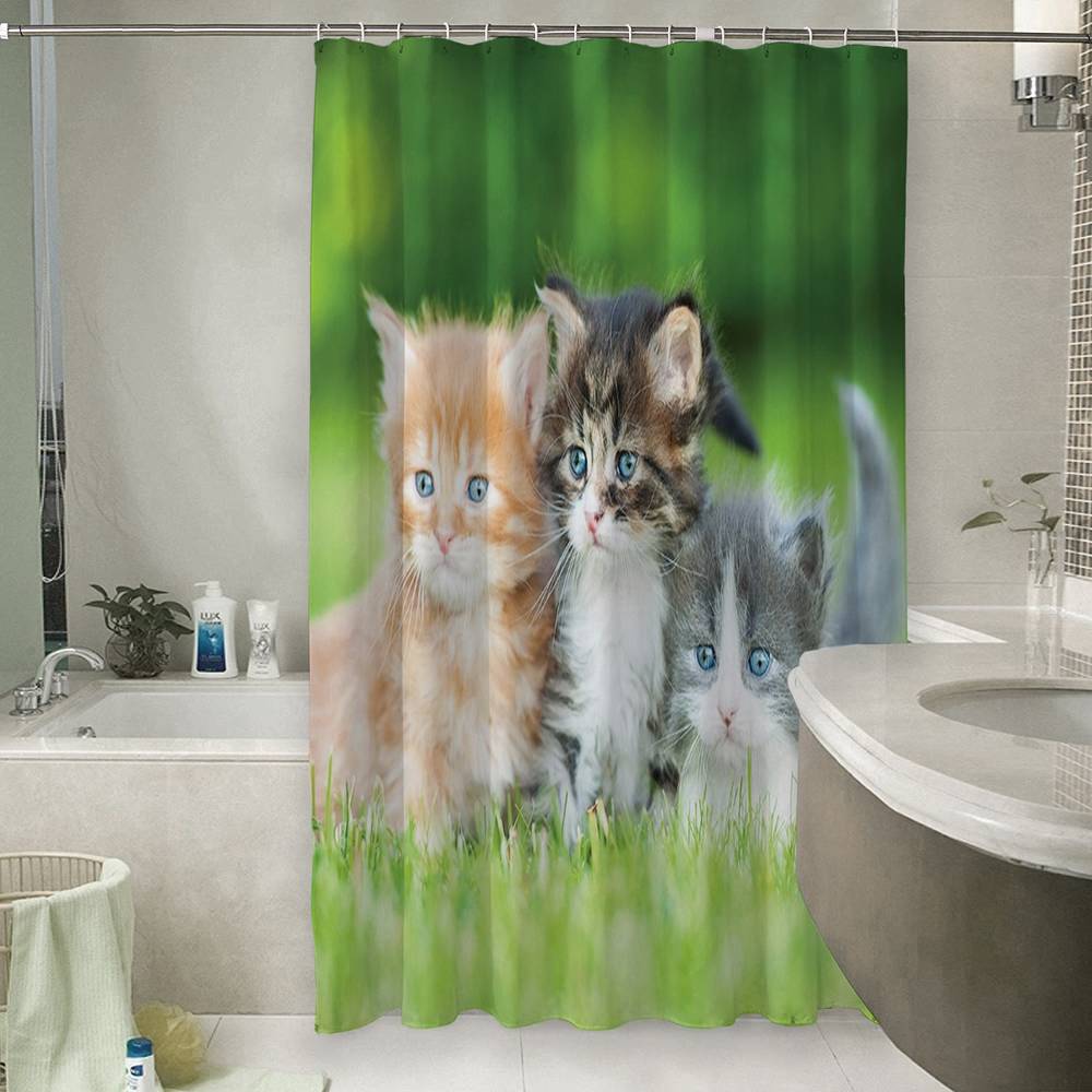 3D занавеска в ванную комнату «Котятки» вид 6