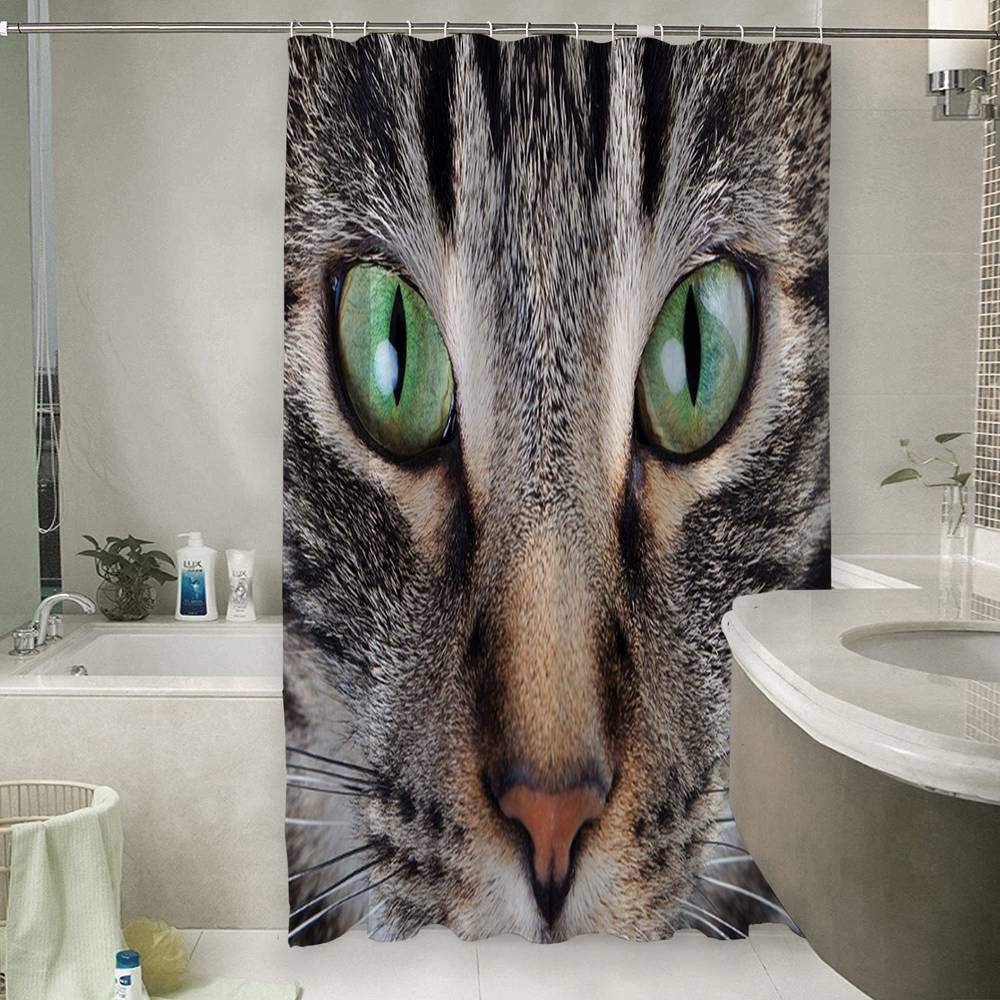 3D фотоштора для ванной «Кошачий взгляд» вид 6