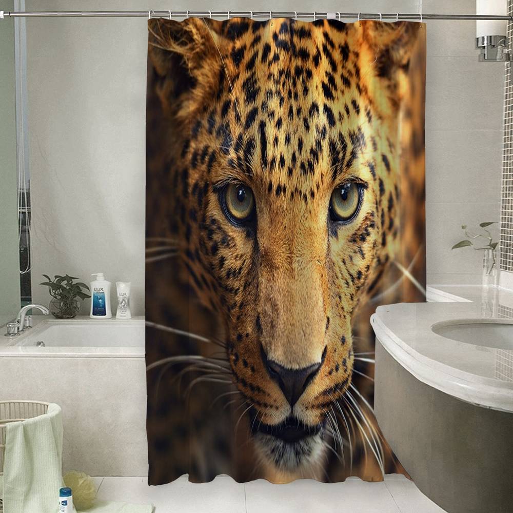 3D штора для ванны «Леопард портрет» вид 6