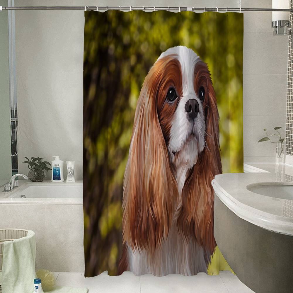 3D штора в ванную комнату «Длинноухая собачка» вид 6