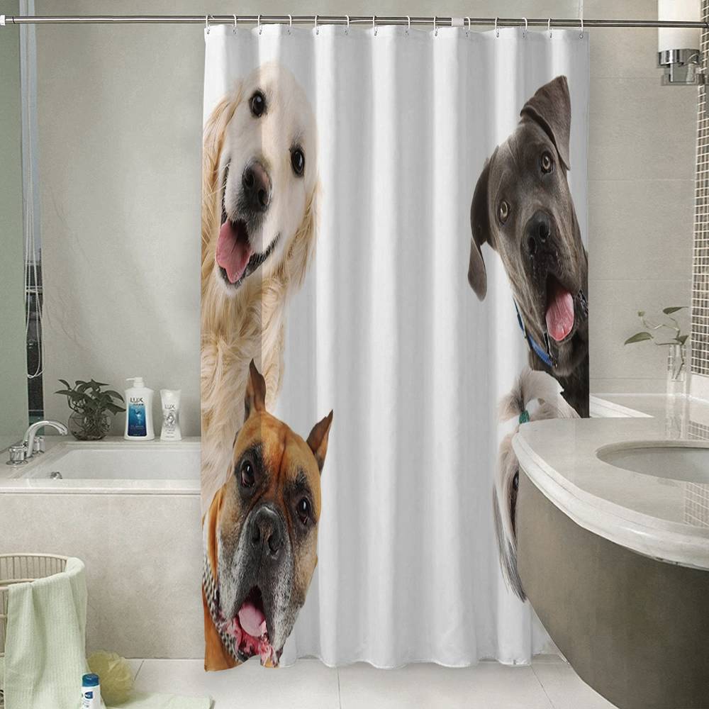 3D штора для ванной «Довольные псы» вид 6