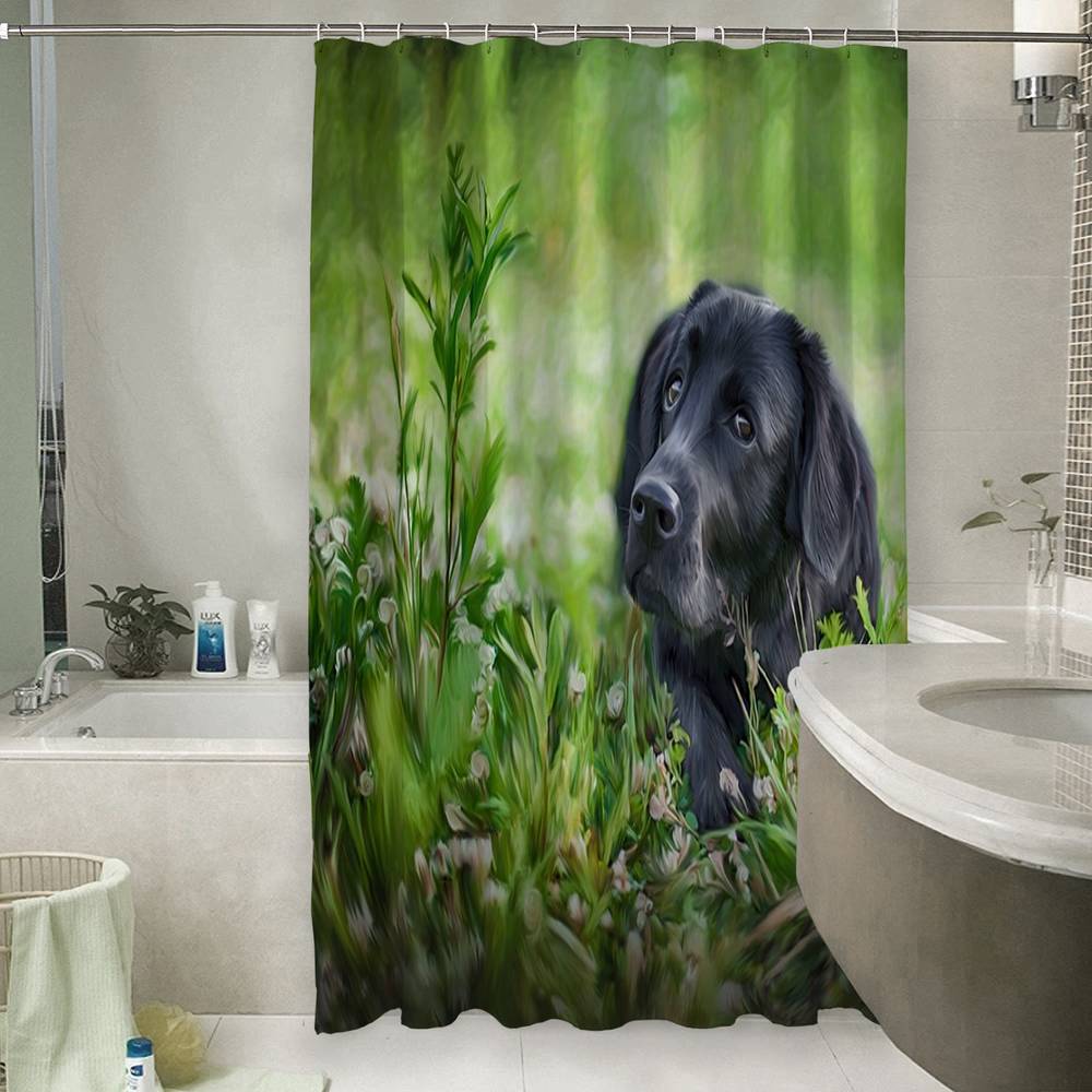3D шторка для ванной «Собачка в траве» вид 6