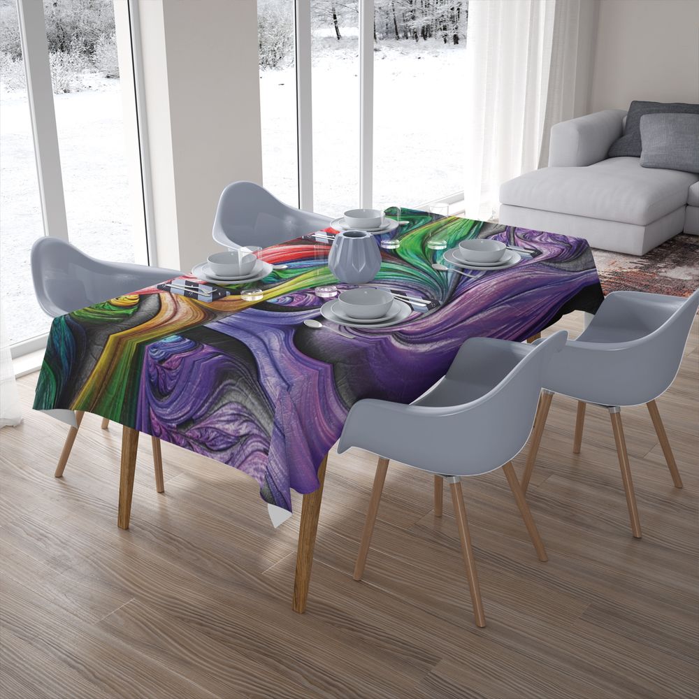 Тканевая 3D скатерть на кухонный стол «Смешение красок» вид 7