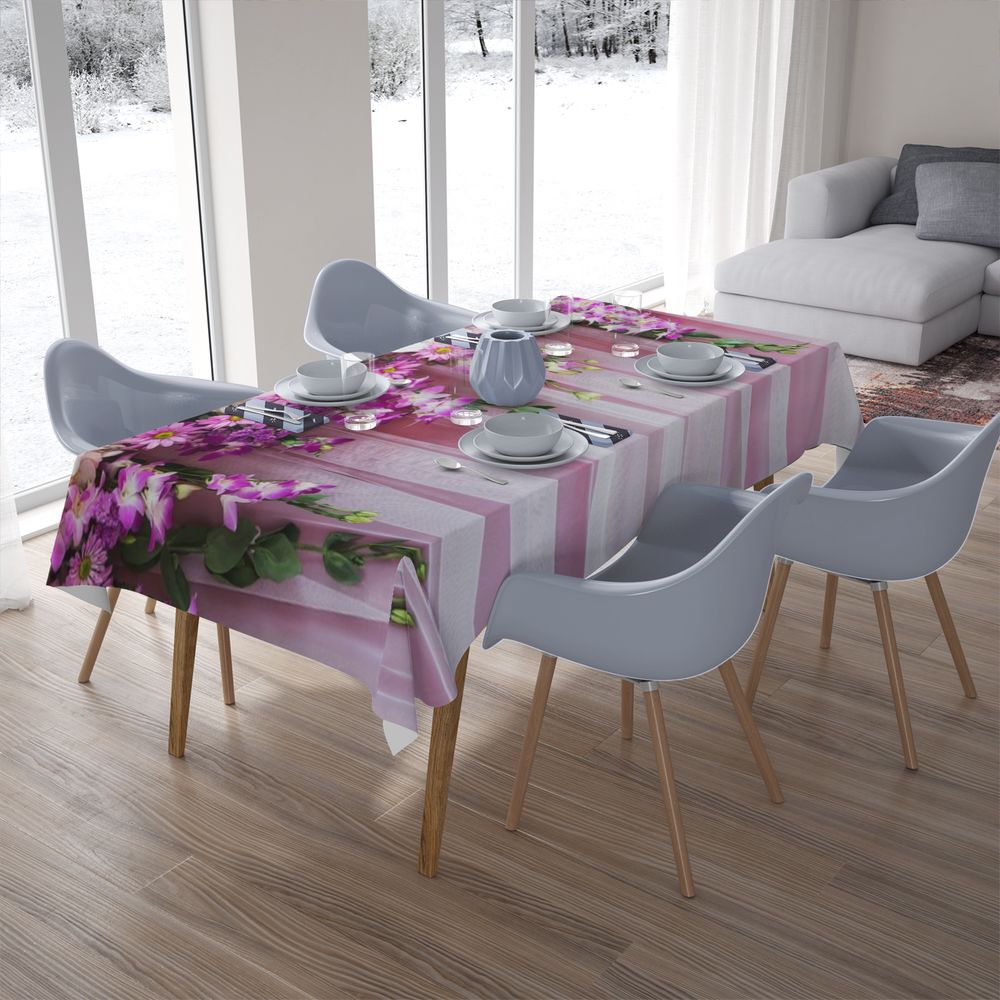 Габардиновая скатерть на кухонный стол «Цветочные гирлянды» вид 7