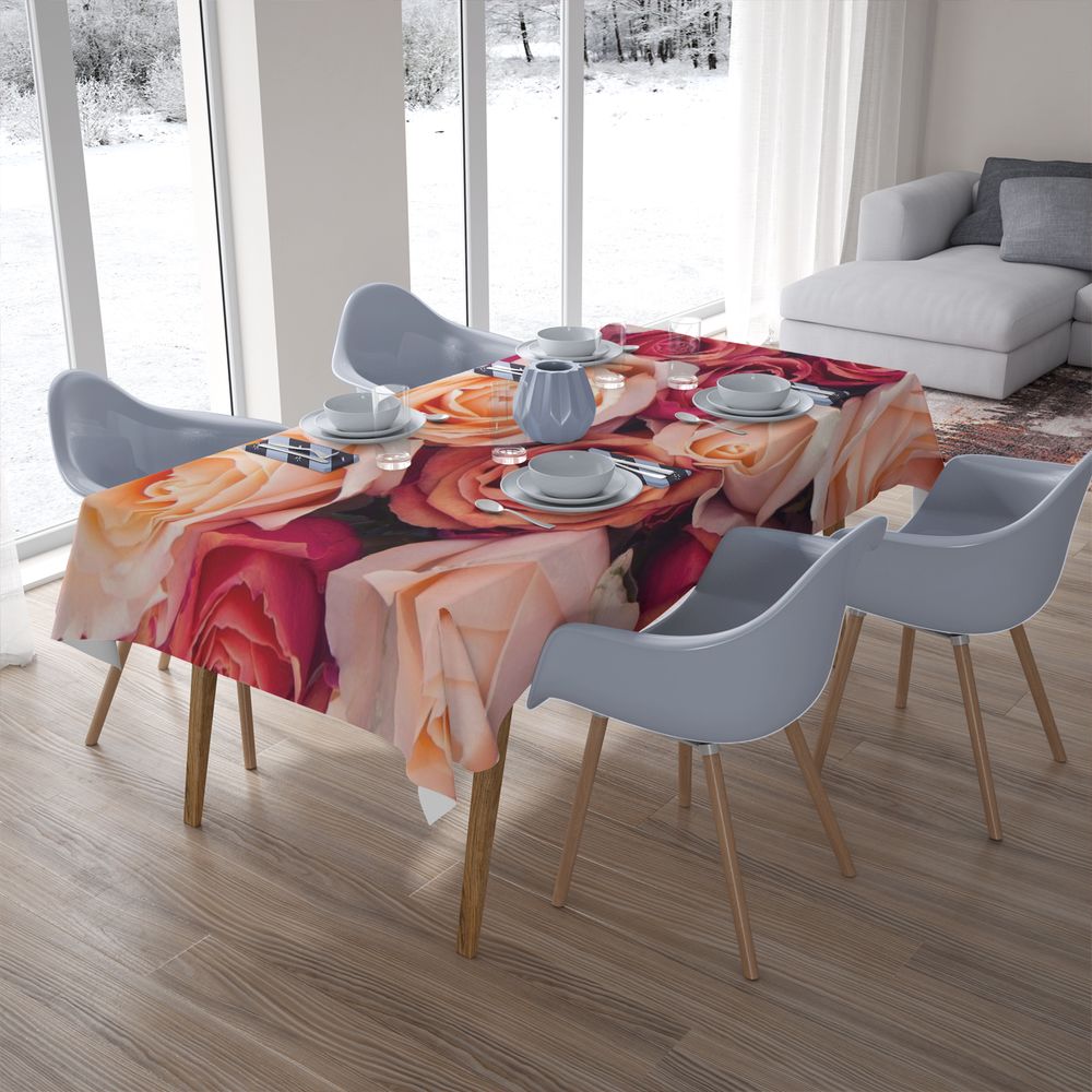 Текстильная 3D скатерть на обеденный стол «Ассорти из роз» вид 7
