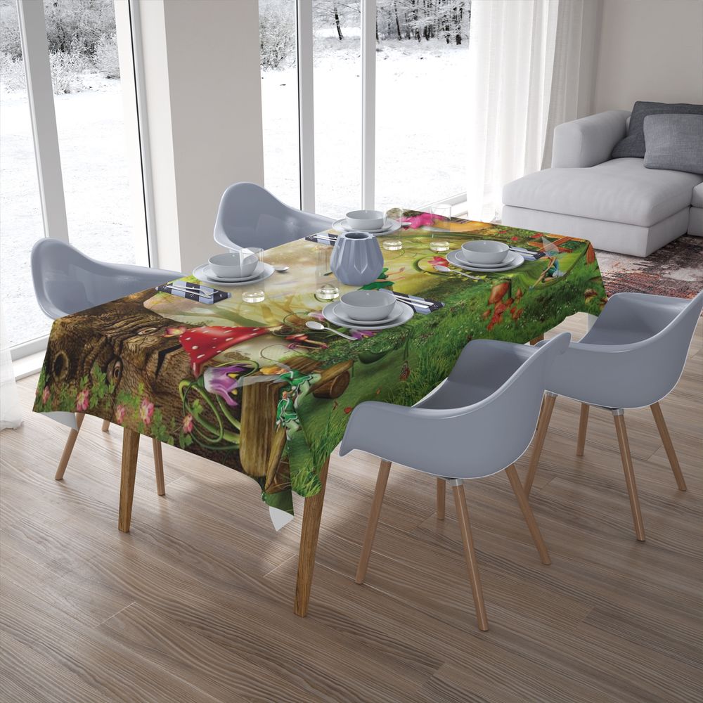Тканевая скатерть на кухонный стол «Феечки в сказочном лесу» вид 7