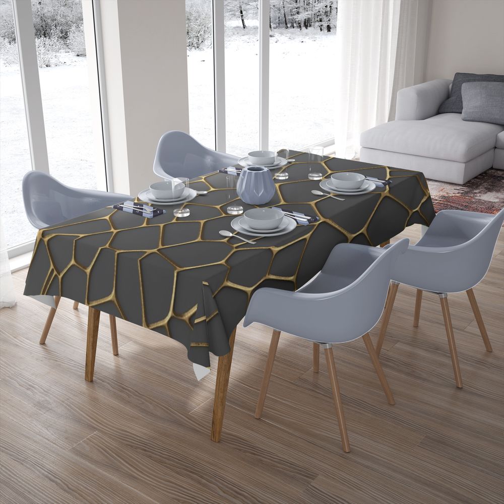 Текстильная 3D скатерть на кухню «Золотая паутина» вид 7