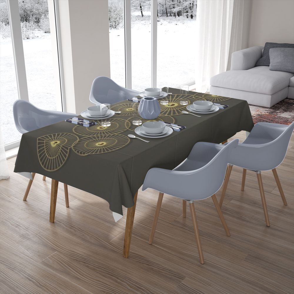 Текстильная скатерть для стола «Круги из позолоченных прутьев» вид 7