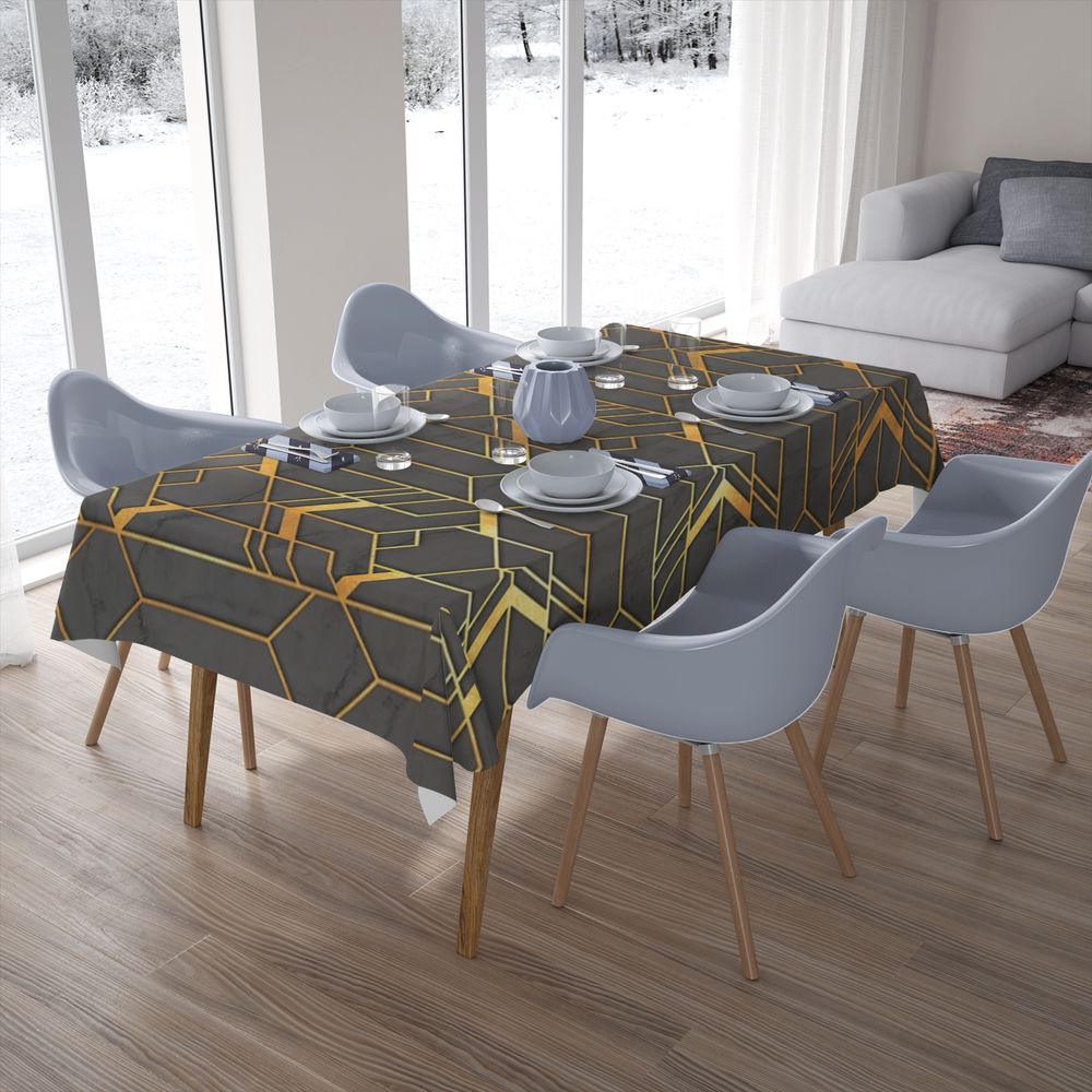 Габардиновая 3D скатерть на кухонный стол «Золотые нити» вид 7
